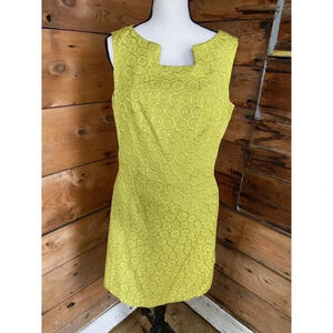 Nine West Vintage Dress 14 Sleeveless Chartreuse Green Vintage Retro